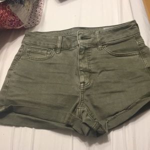 american eagle army green jean shorts